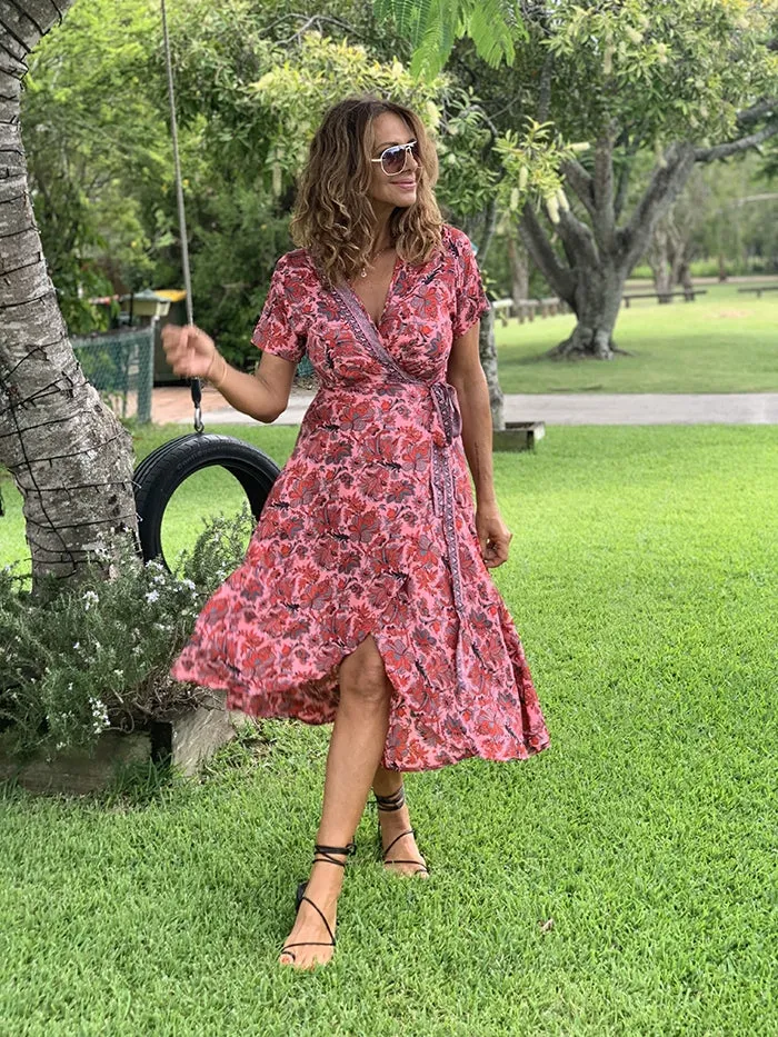 Ella Wrap Dress - Pink