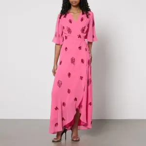 Embellished Chiffon Wrap Maxi Dress