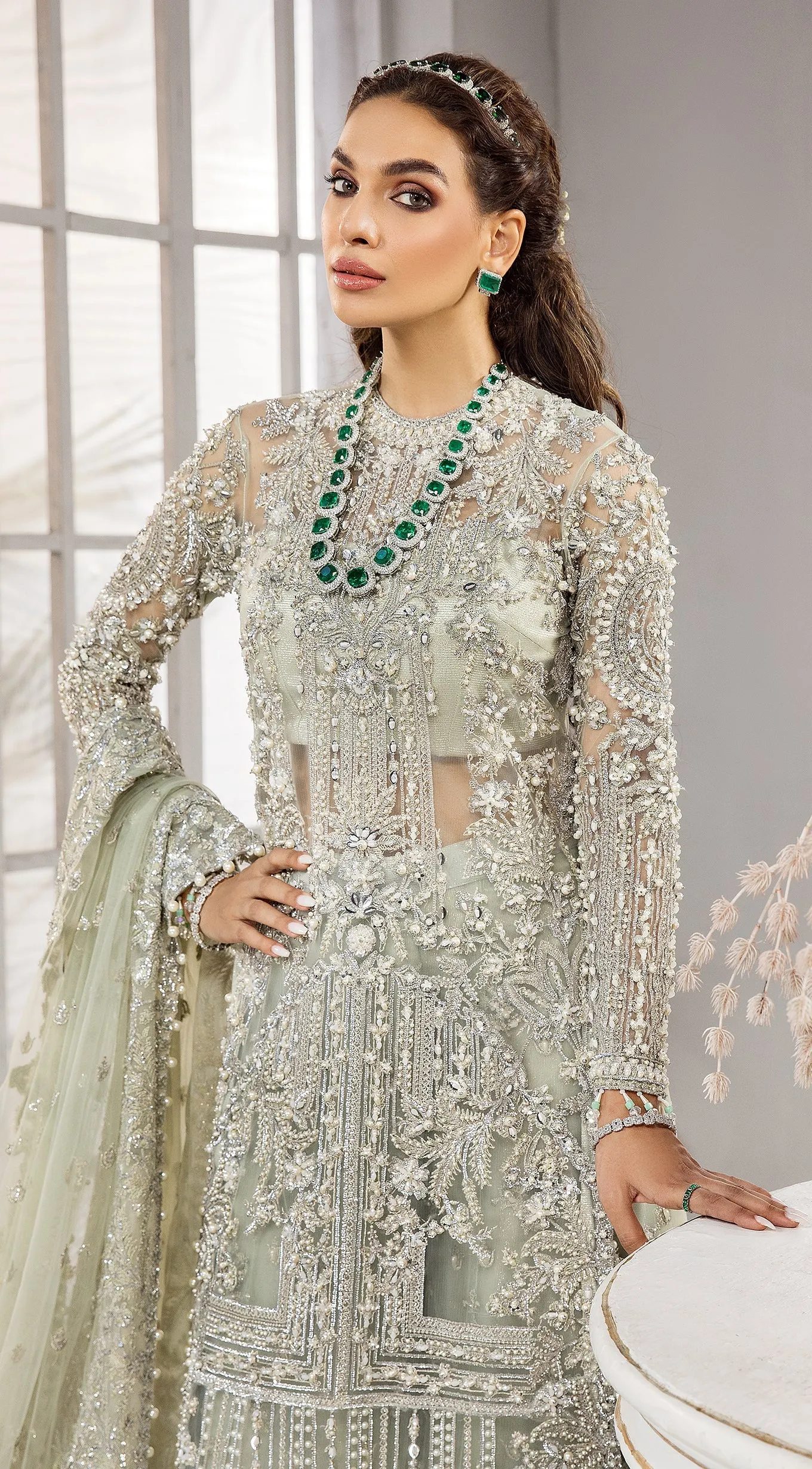 Emerald Green Lehenga Shirt Pakistani Wedding Party Wear
