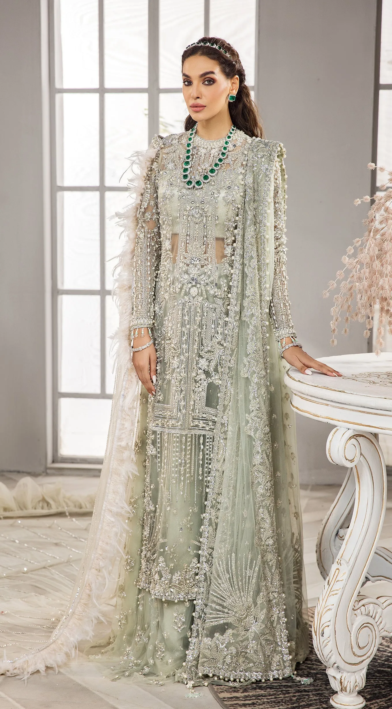 Emerald Green Lehenga Shirt Pakistani Wedding Party Wear