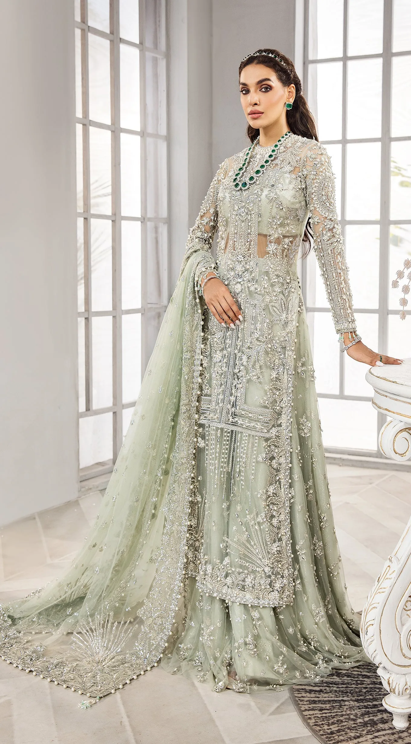 Emerald Green Lehenga Shirt Pakistani Wedding Party Wear