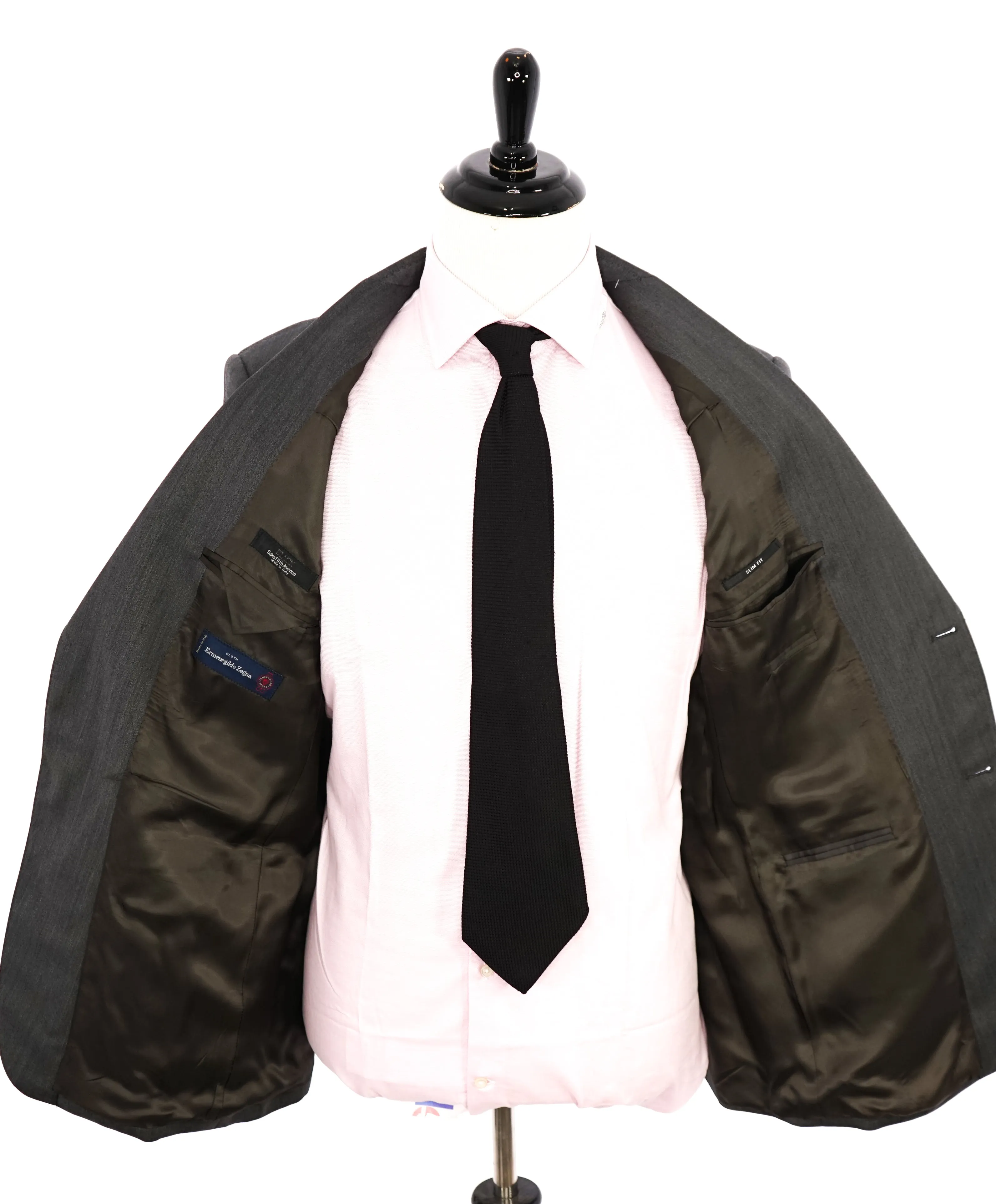 ERMENEGILDO ZEGNA - "SILK" SAKS FIFTH AVENUE Gray Herringbone Suit - 40R