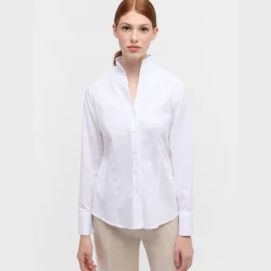 Eterna High Neck Print Shirt | White