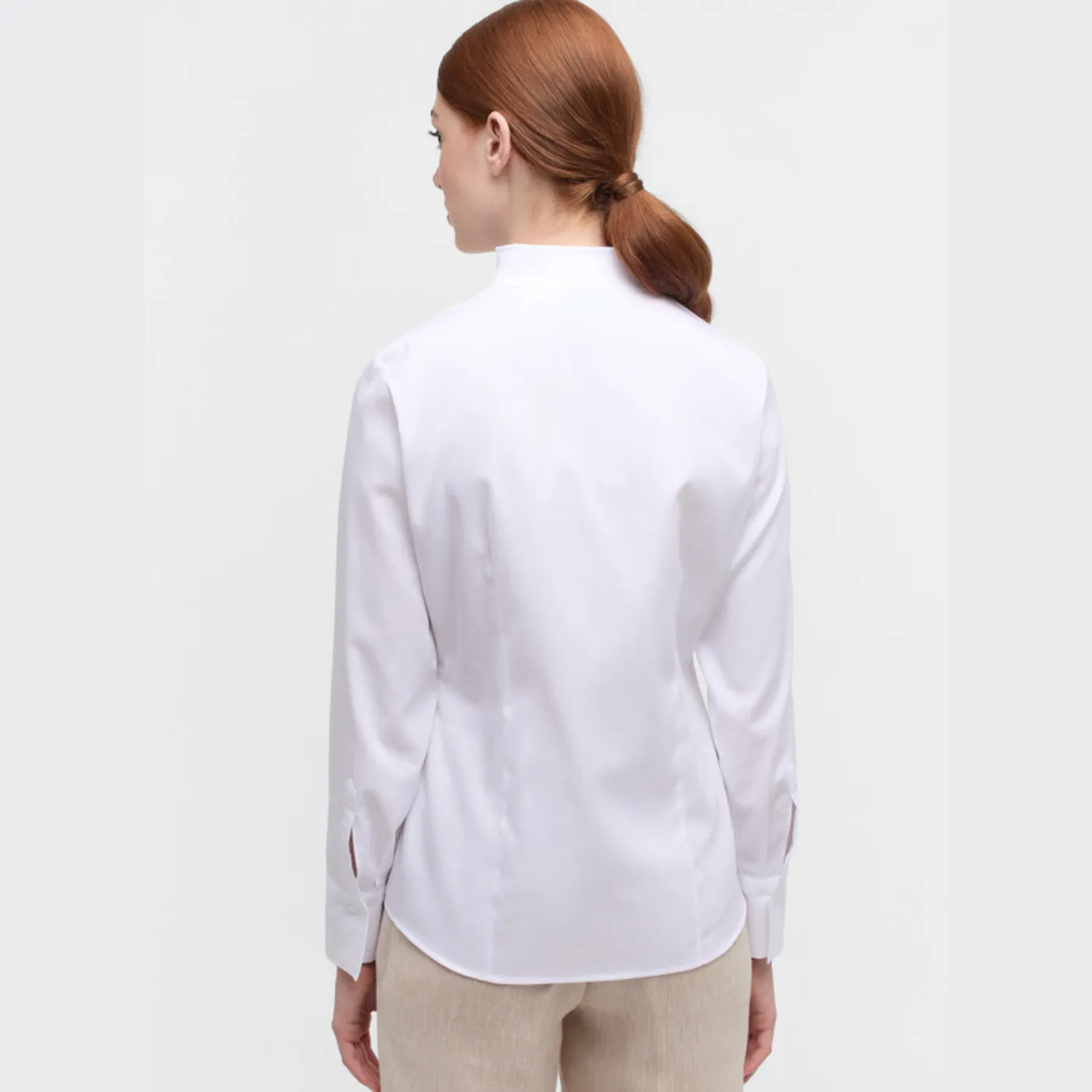 Eterna High Neck Print Shirt | White