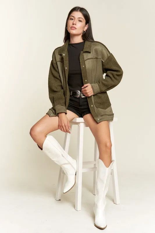 FAUX FUR AND SUEDE JACKET
