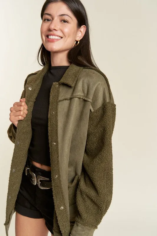 FAUX FUR AND SUEDE JACKET