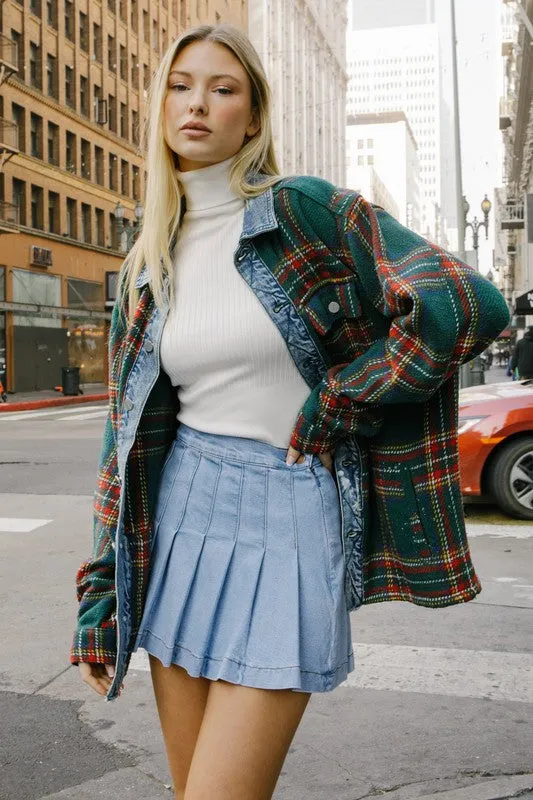 Flannel Jacket With Denim