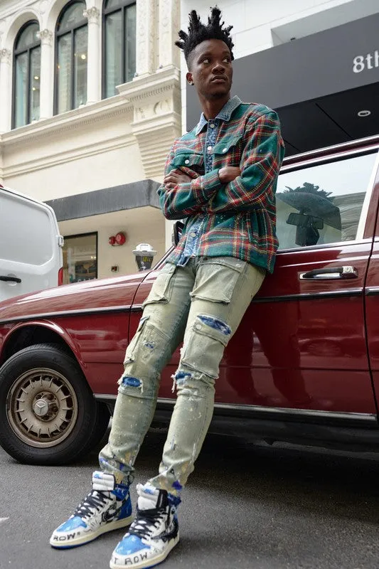 Flannel Jacket With Denim