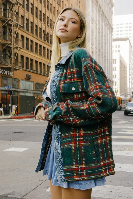 Flannel Jacket With Denim