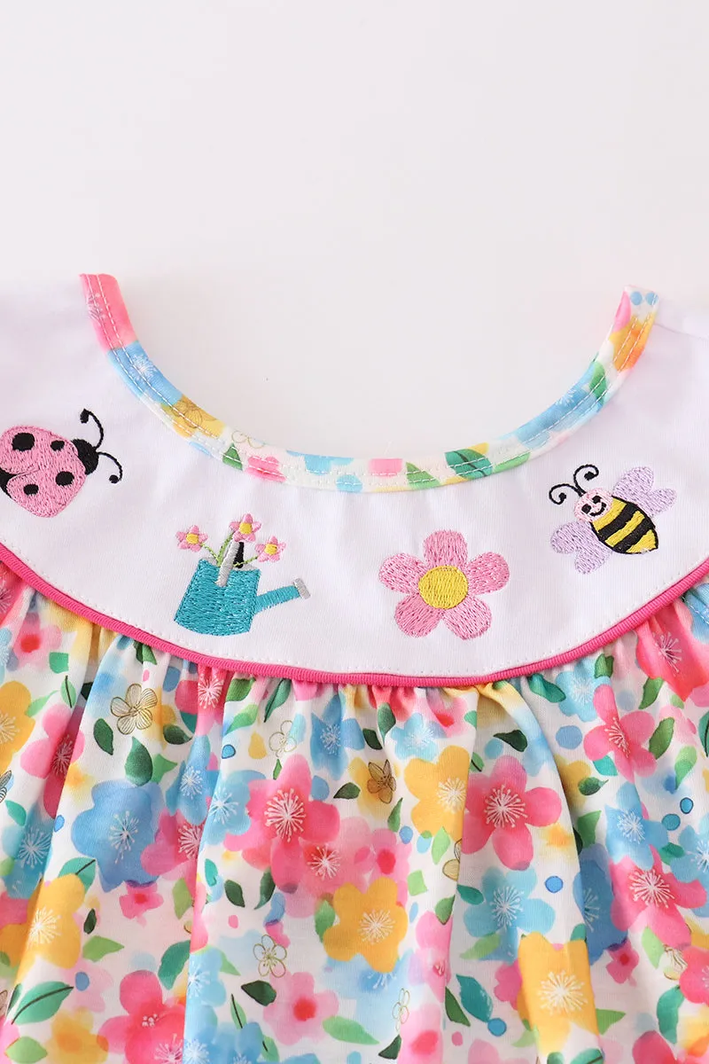 Floral Bee Embroidery Girl Set