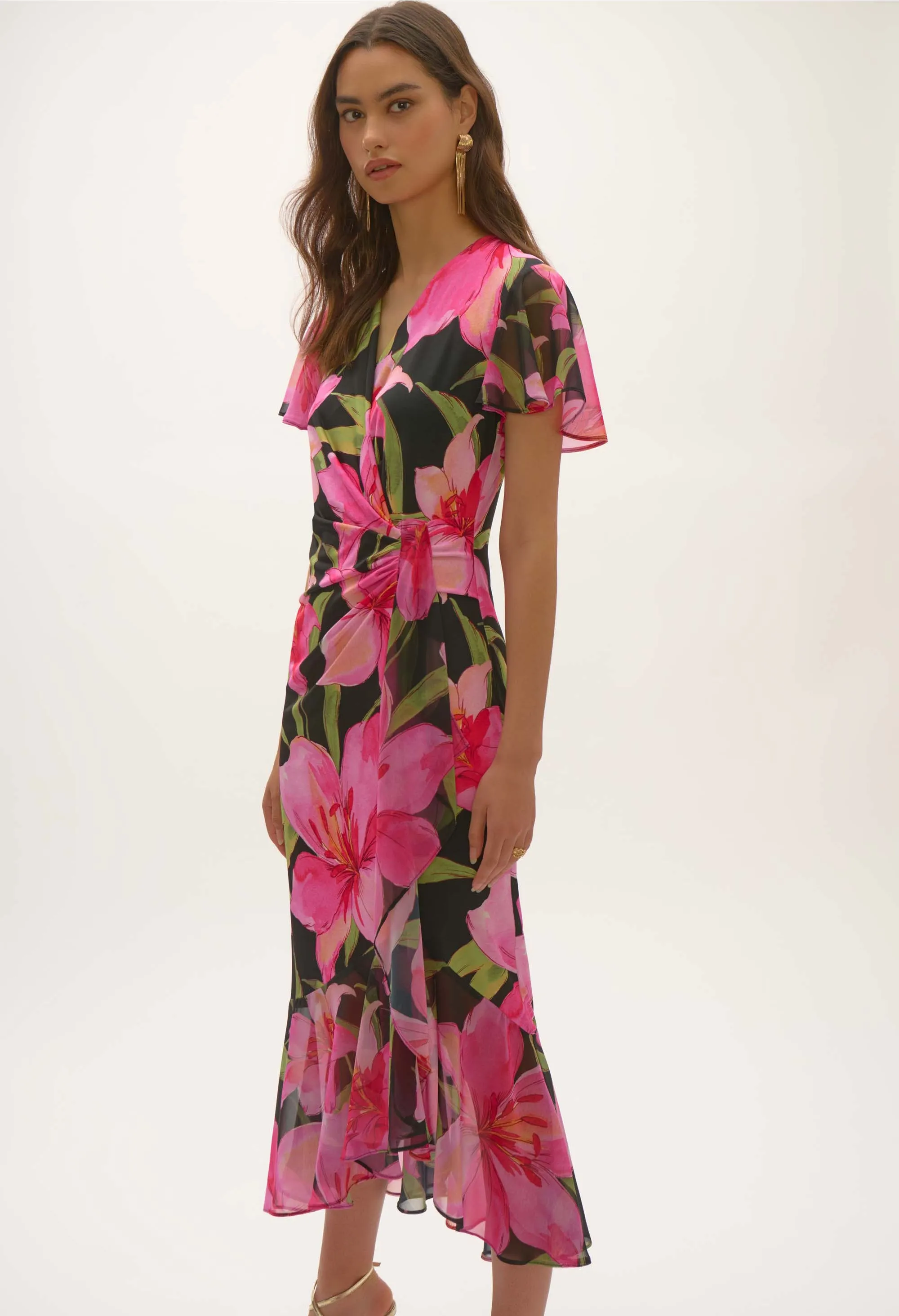 Floral V-neck Wrap Dress