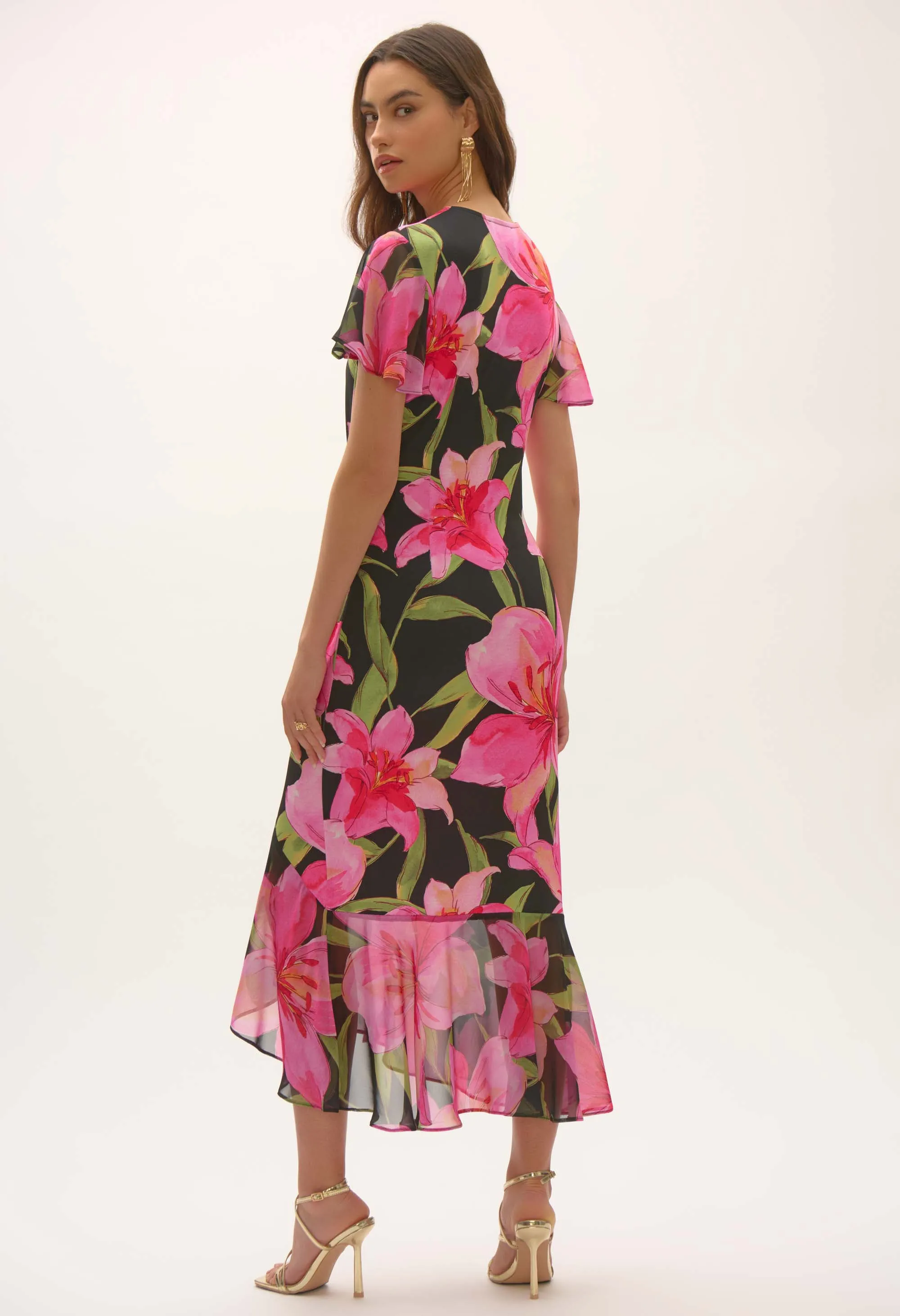 Floral V-neck Wrap Dress