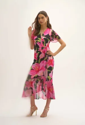 Floral V-neck Wrap Dress