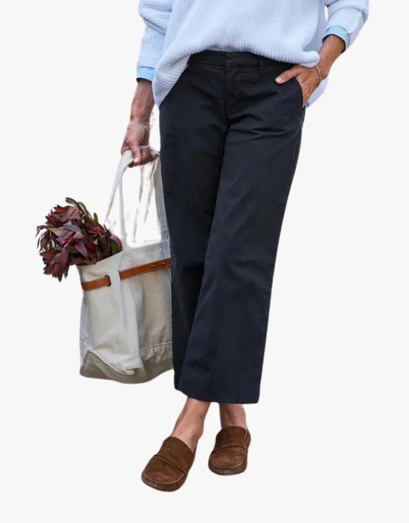 Frank & Eileen Westport The Italian Wide Leg Chinos in Washed Black (Italian Performance Twill)