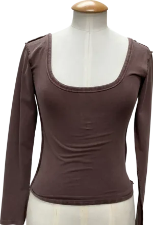 Free People We The Free Brown Hummingbird Long-sleeve Top UK XS