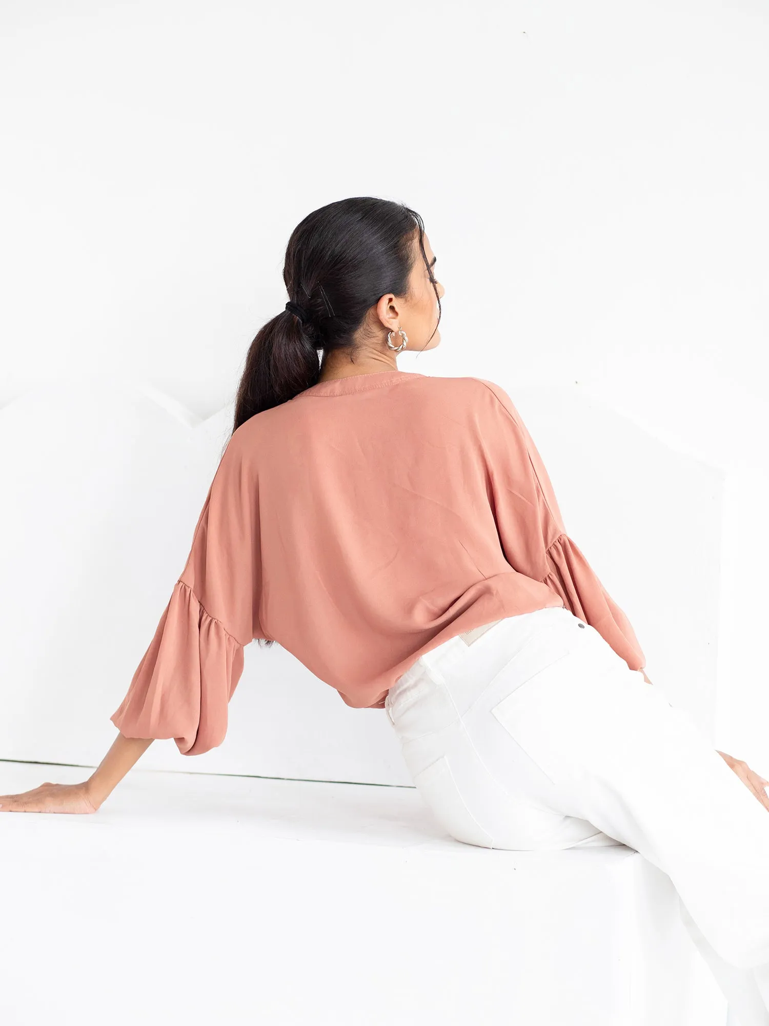 Front Buttoned Detail Long Sleeve Top