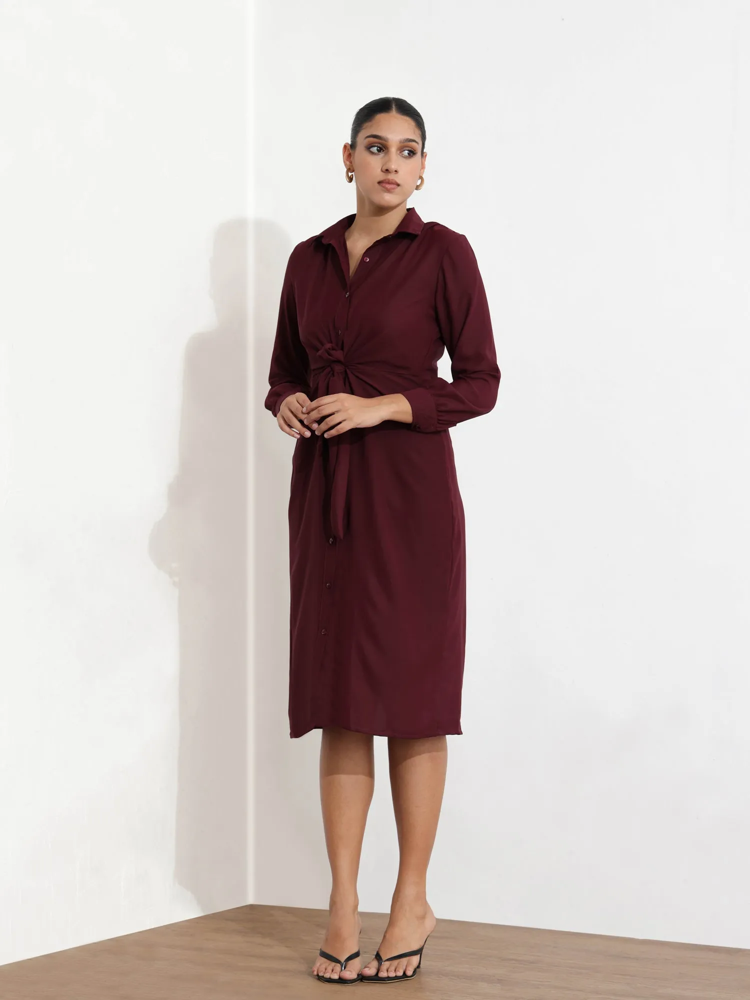 Front Tieup Shirt Dress