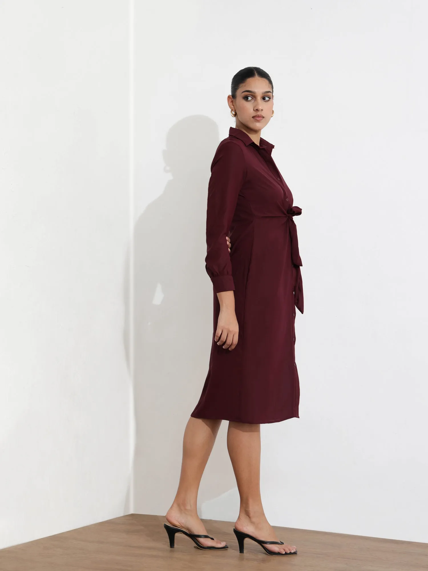 Front Tieup Shirt Dress