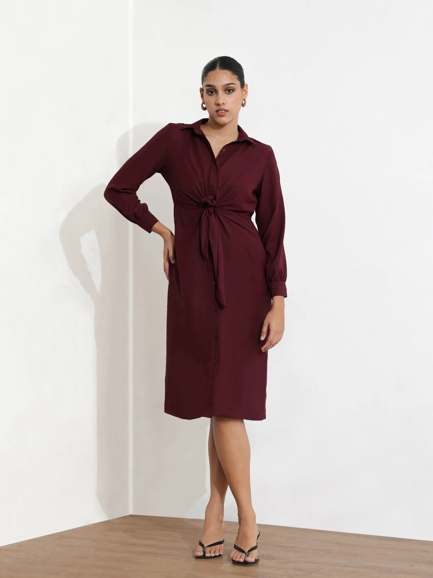 Front Tieup Shirt Dress