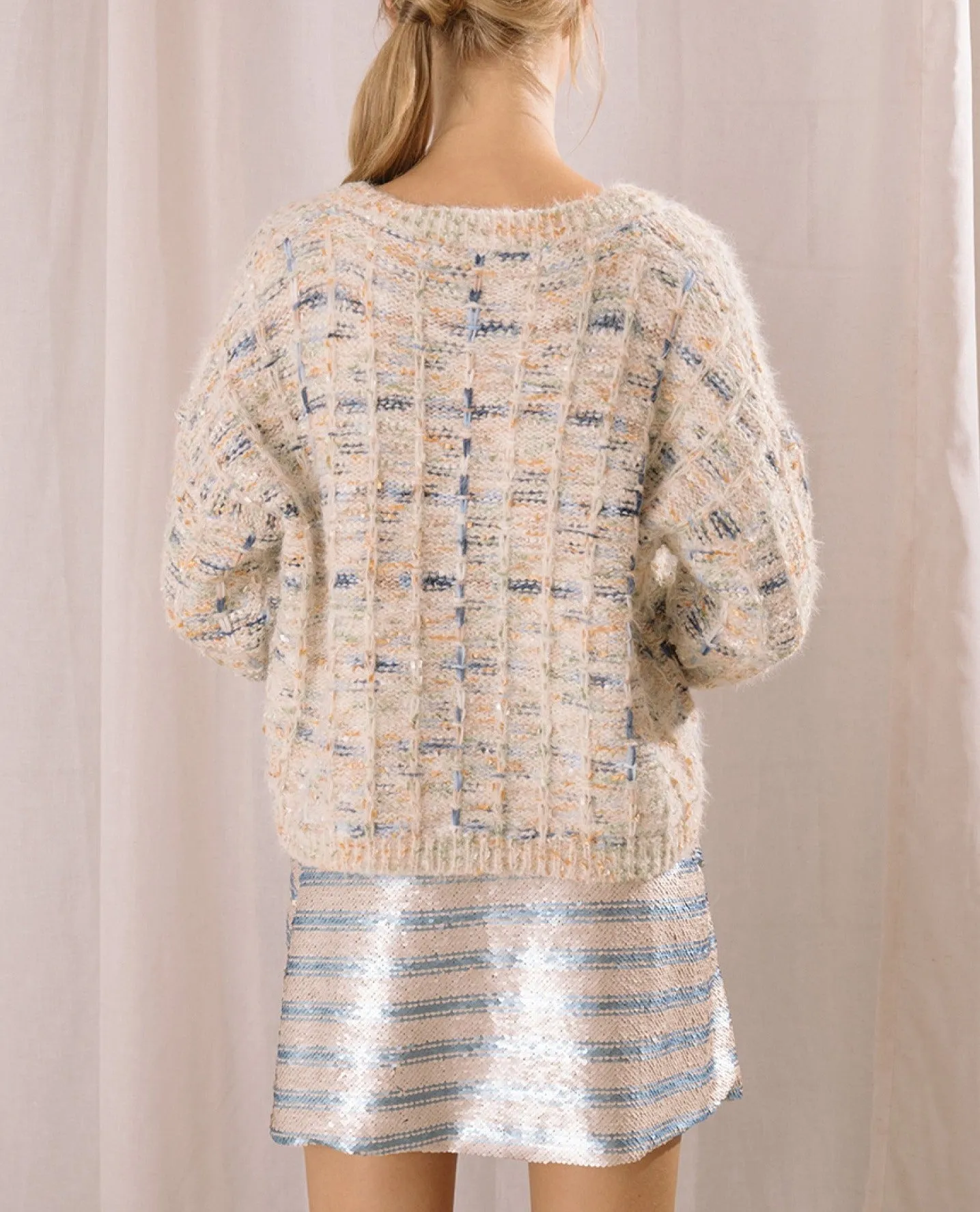 Fuzzy Basket Weave Lurex Sweater