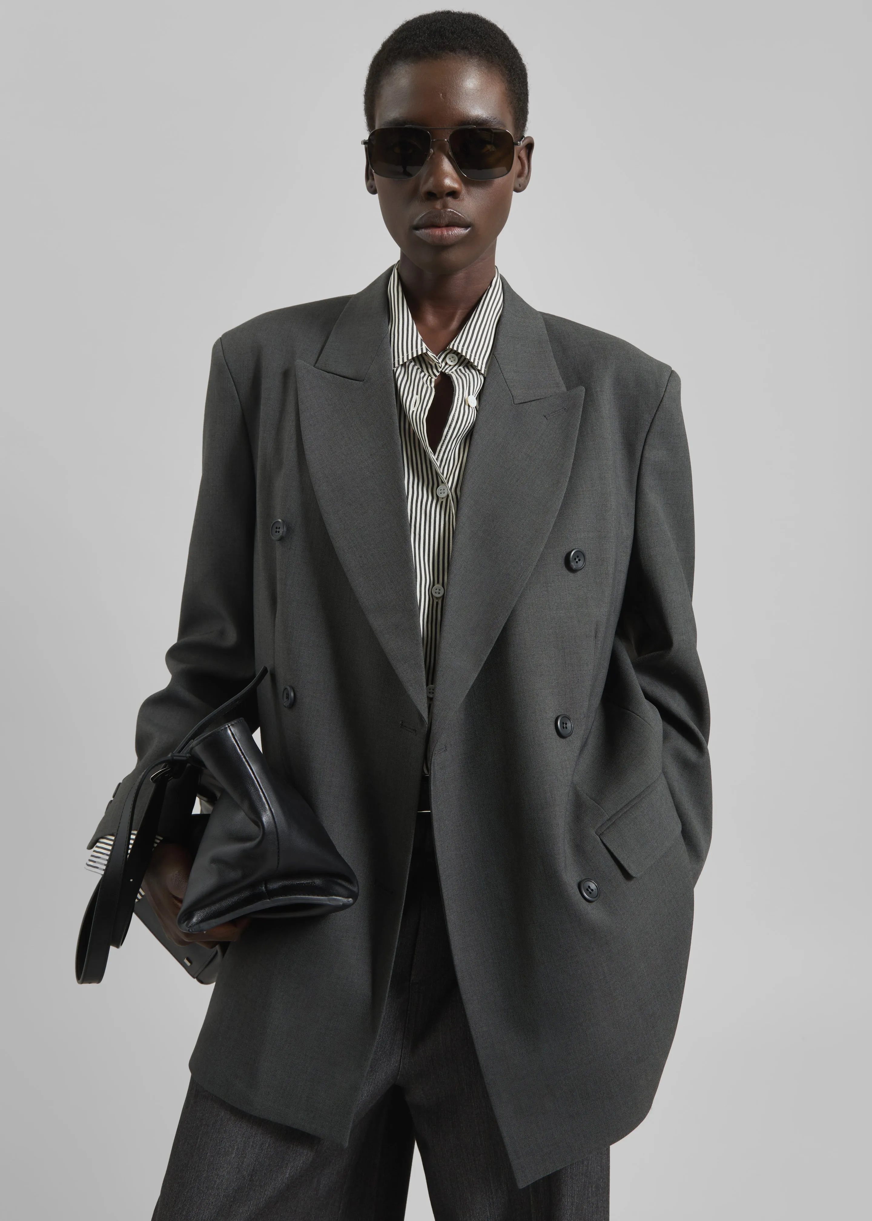 Gavle Double-Breasted Blazer - Dark Grey