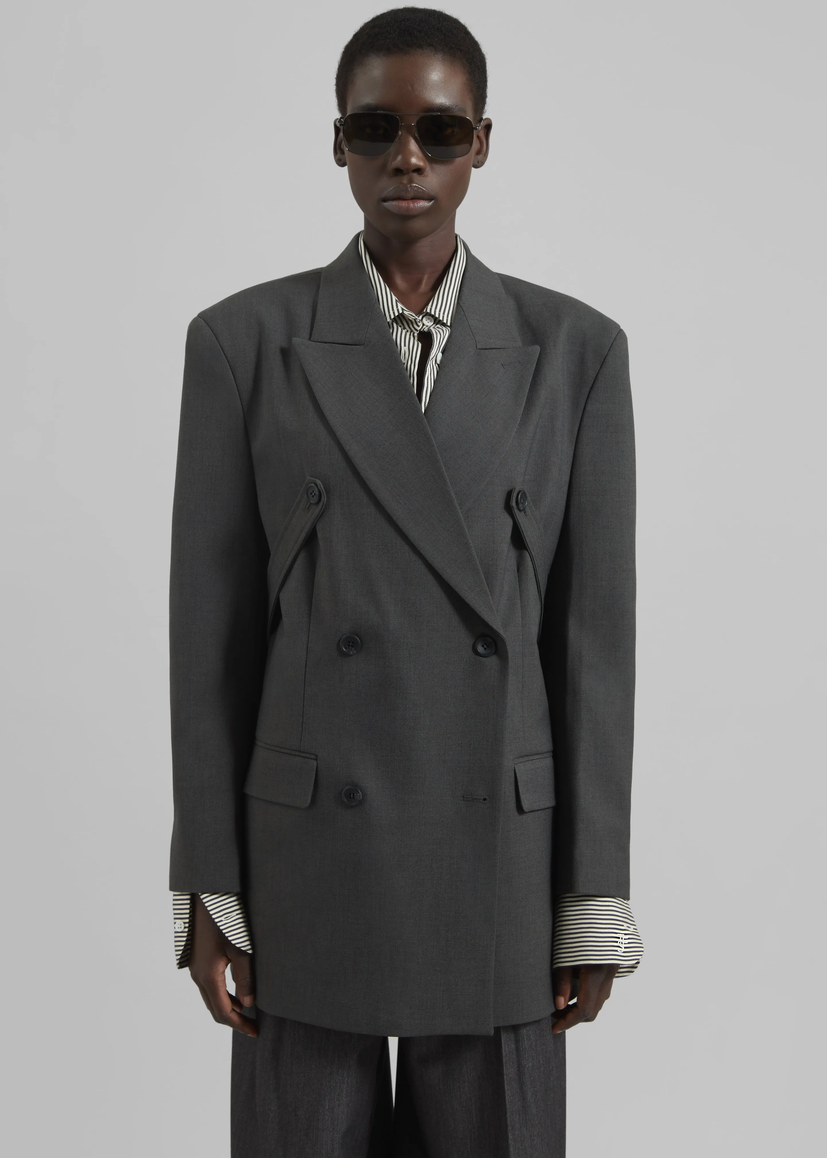 Gavle Double-Breasted Blazer - Dark Grey
