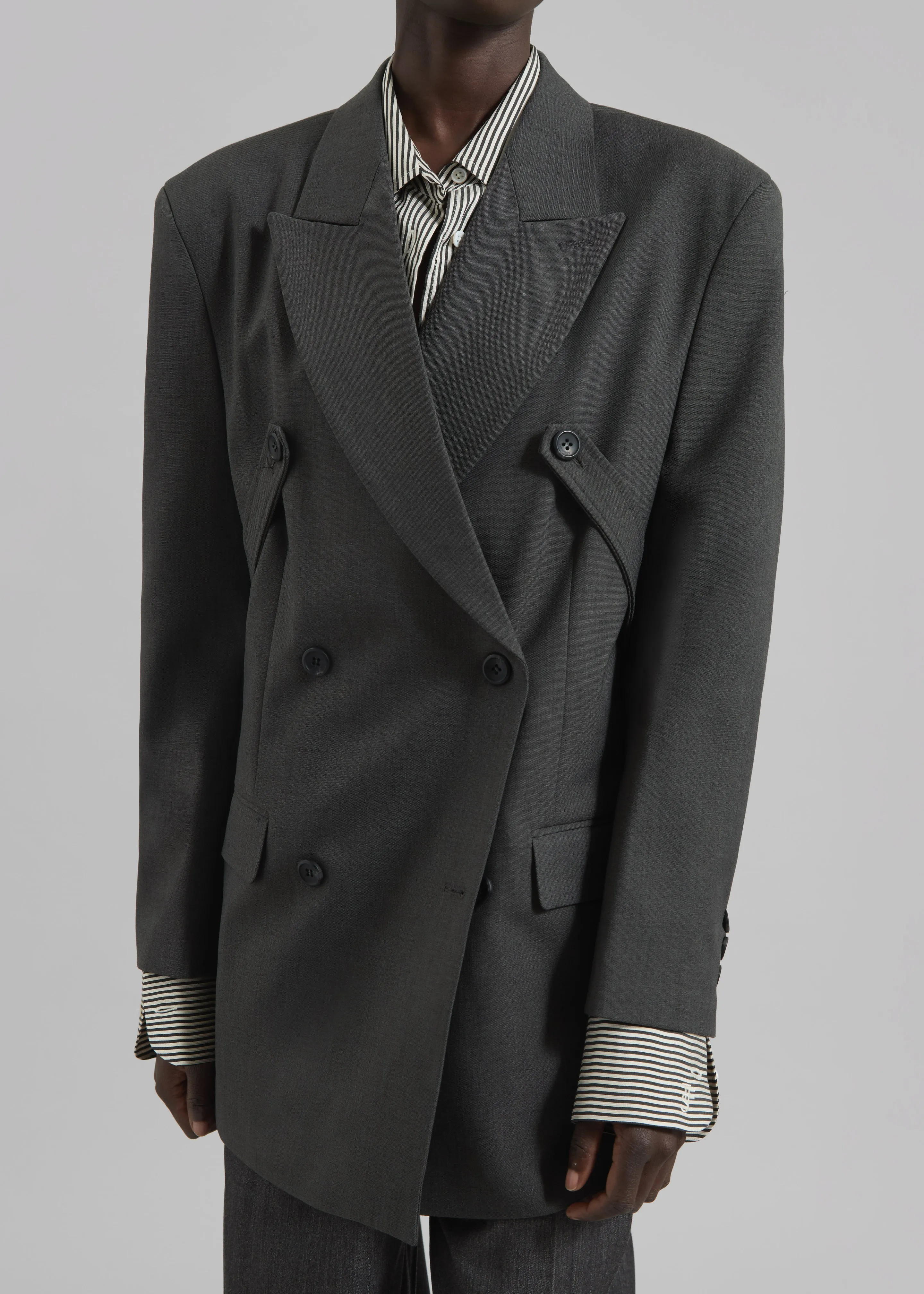 Gavle Double-Breasted Blazer - Dark Grey