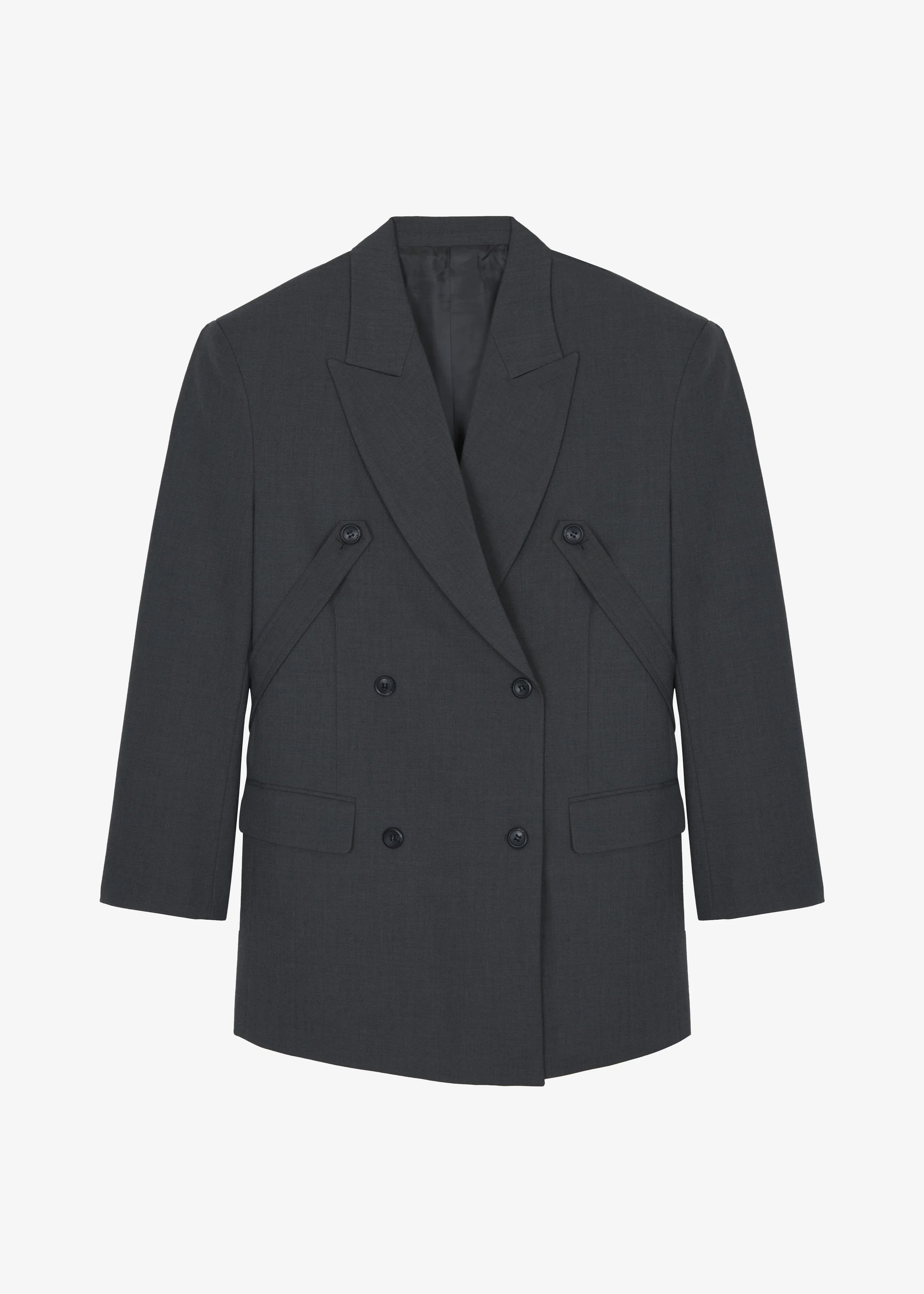Gavle Double-Breasted Blazer - Dark Grey