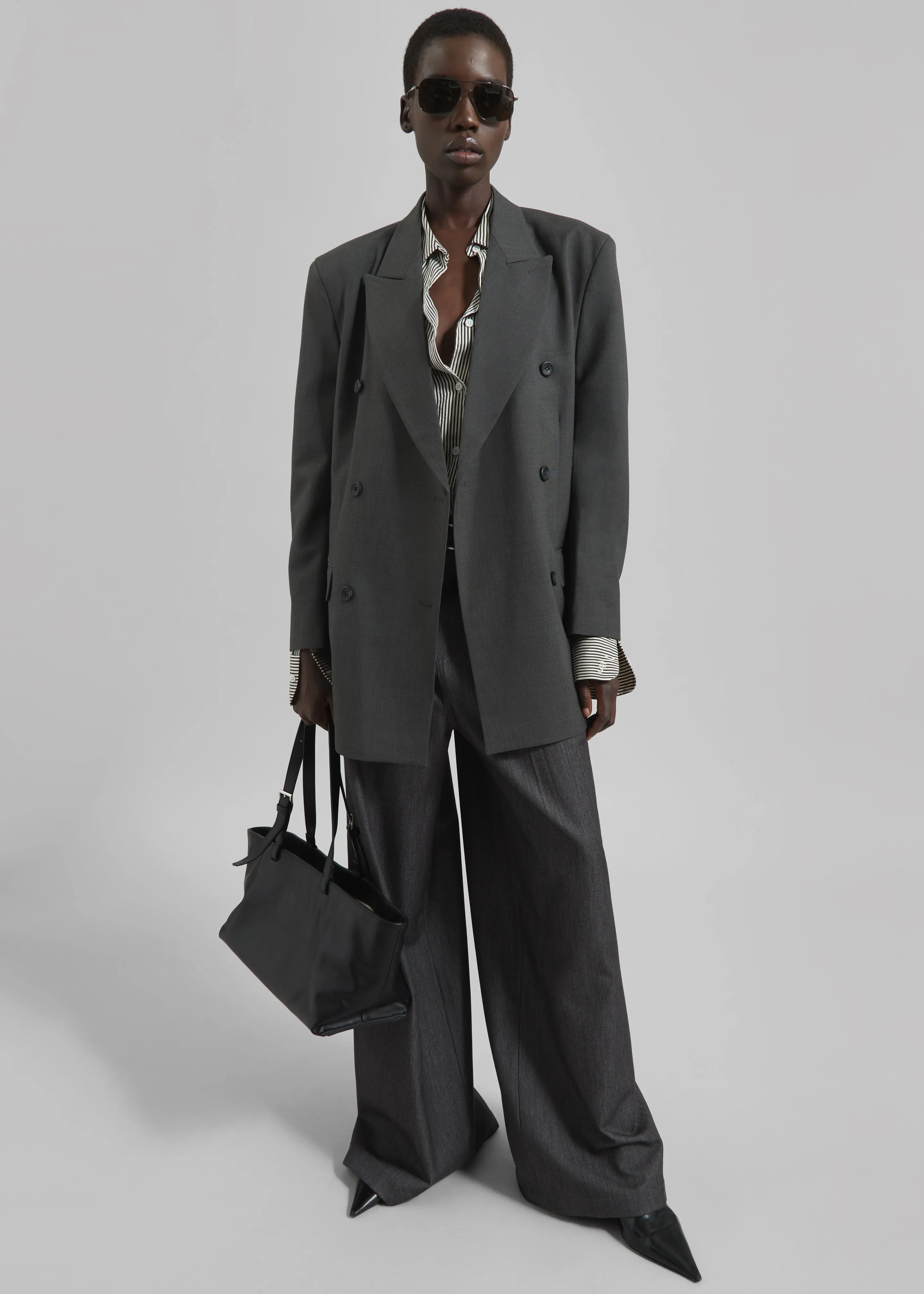 Gavle Double-Breasted Blazer - Dark Grey