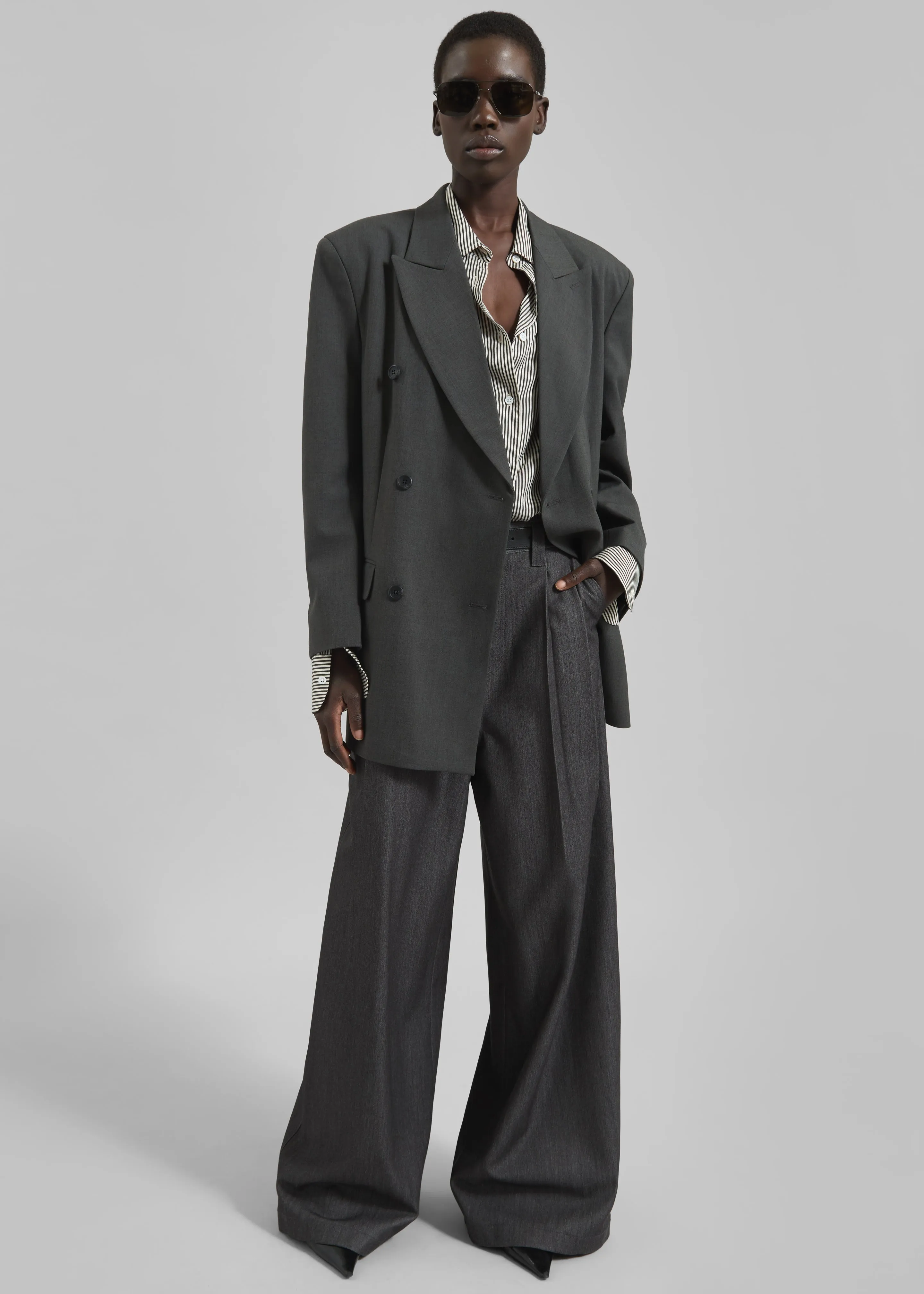 Gavle Double-Breasted Blazer - Dark Grey