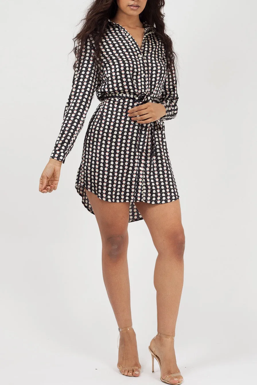 Geo Print Shirt Dress | Tie-Waist Detail | Effortless Day-to-Night Style