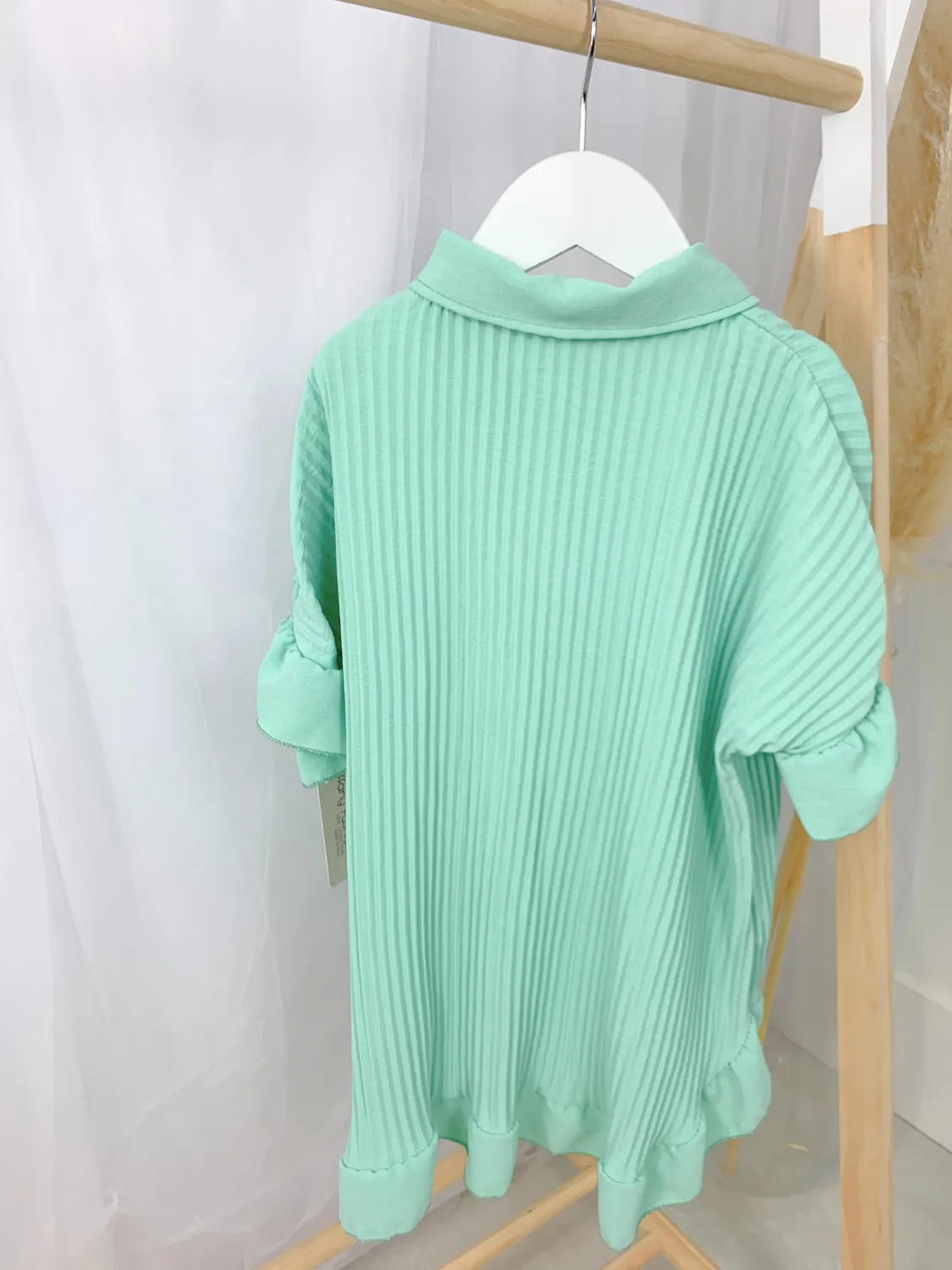 Girls Frill Shirt Dress - Mint