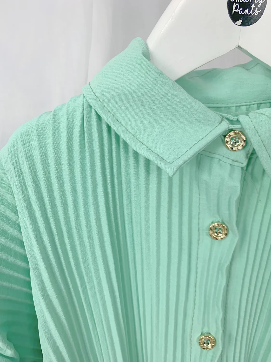 Girls Frill Shirt Dress - Mint