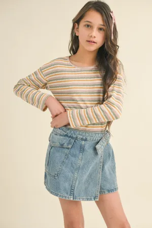 Girls Long Sleeve Crew Neck Knit Top