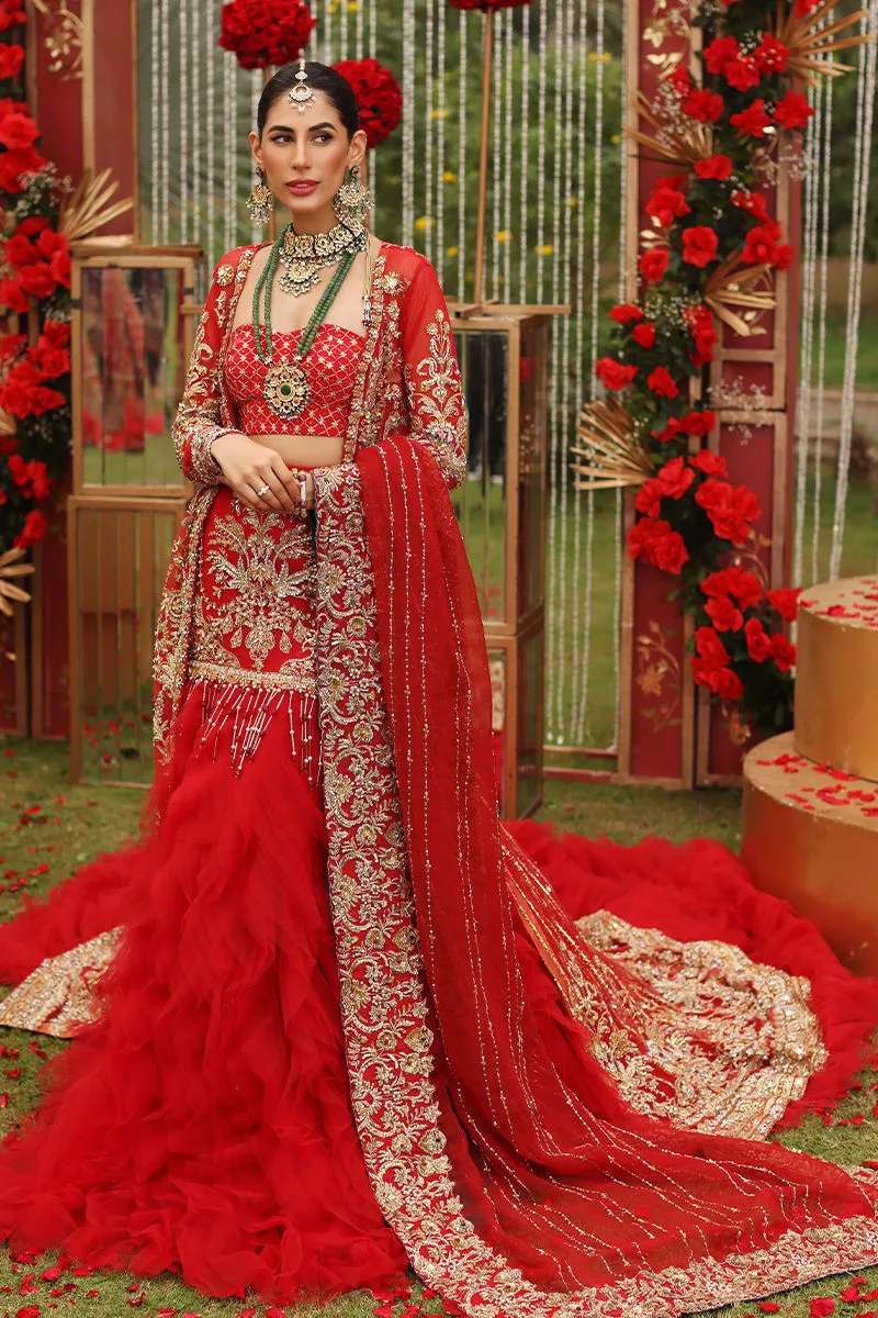 Golden Red Lehenga Shirt Pakistani Wedding Dresses