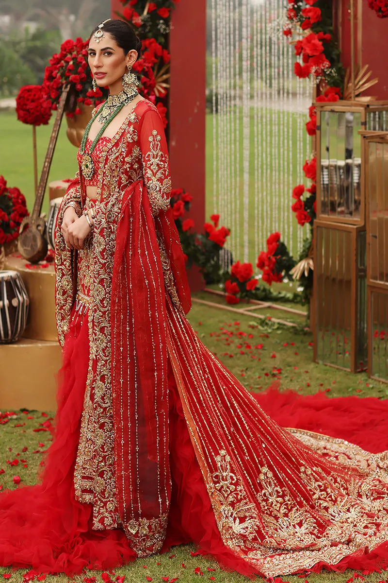 Golden Red Lehenga Shirt Pakistani Wedding Dresses