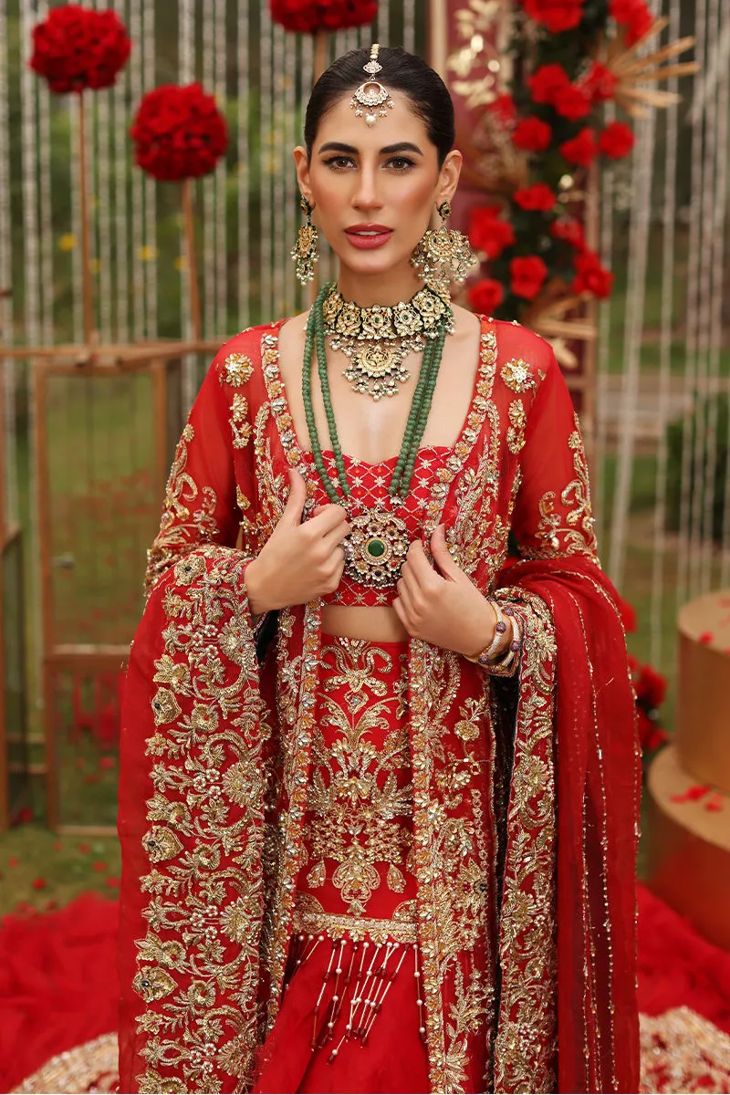 Golden Red Lehenga Shirt Pakistani Wedding Dresses