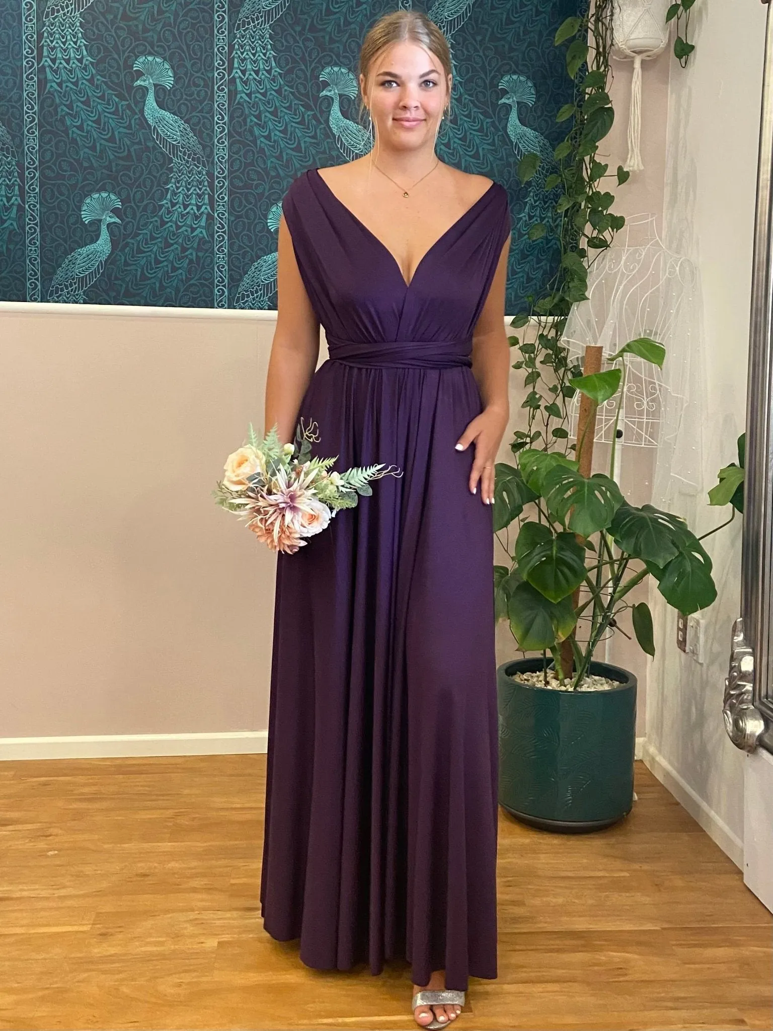Grape Purple convertible Infinity bridesmaid dress Express NZ wide