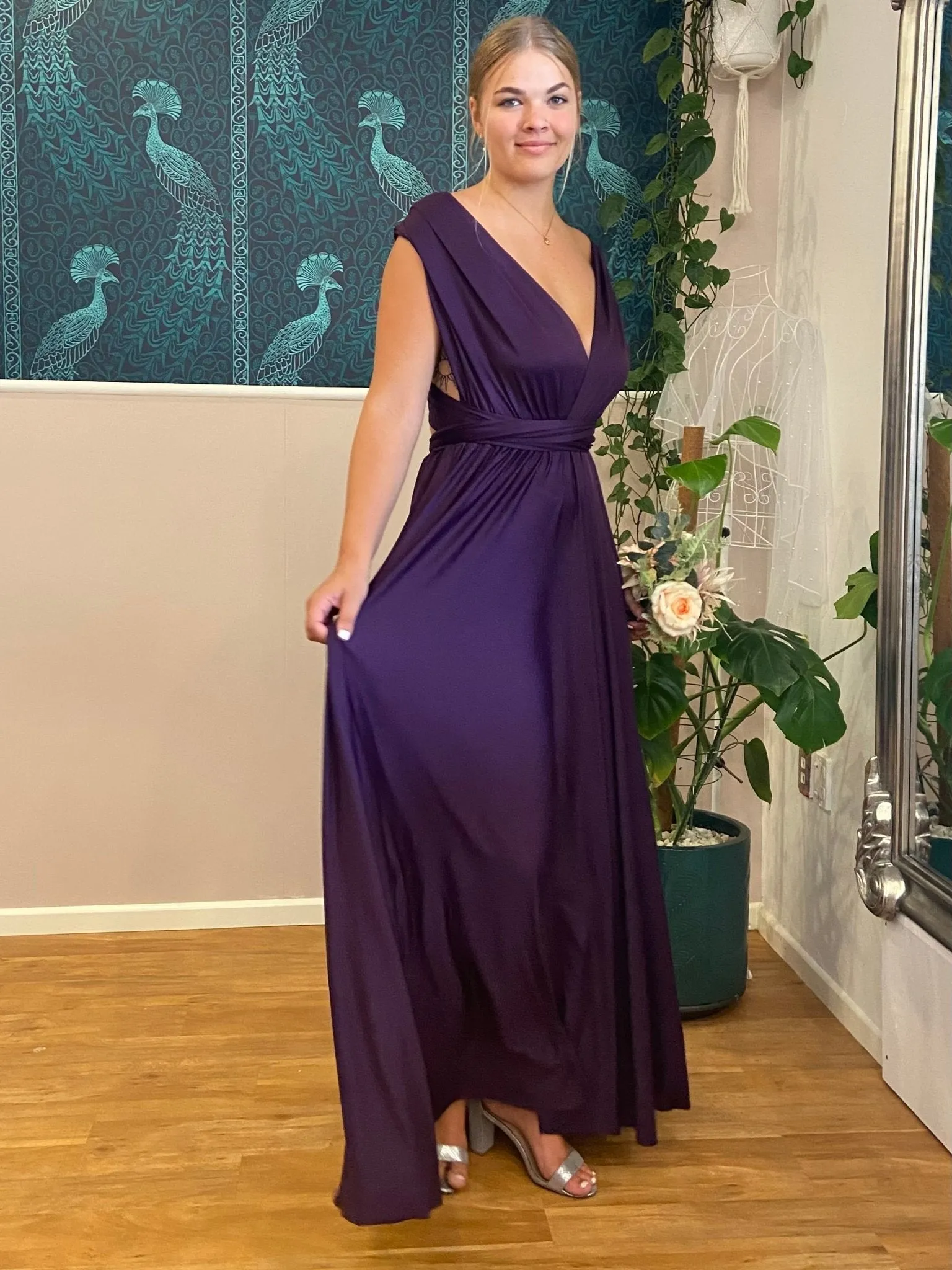 Grape Purple convertible Infinity bridesmaid dress Express NZ wide