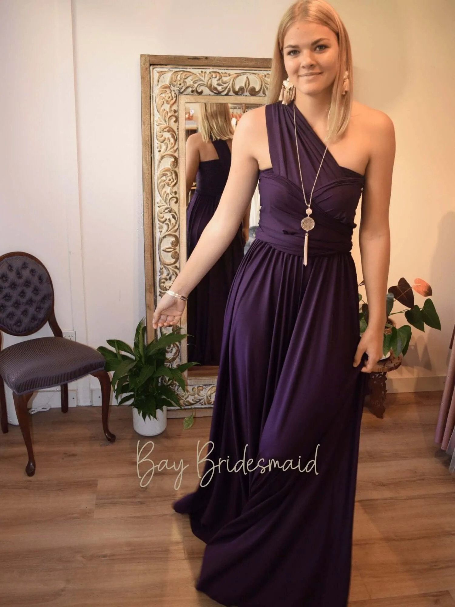 Grape Purple convertible Infinity bridesmaid dress Express NZ wide