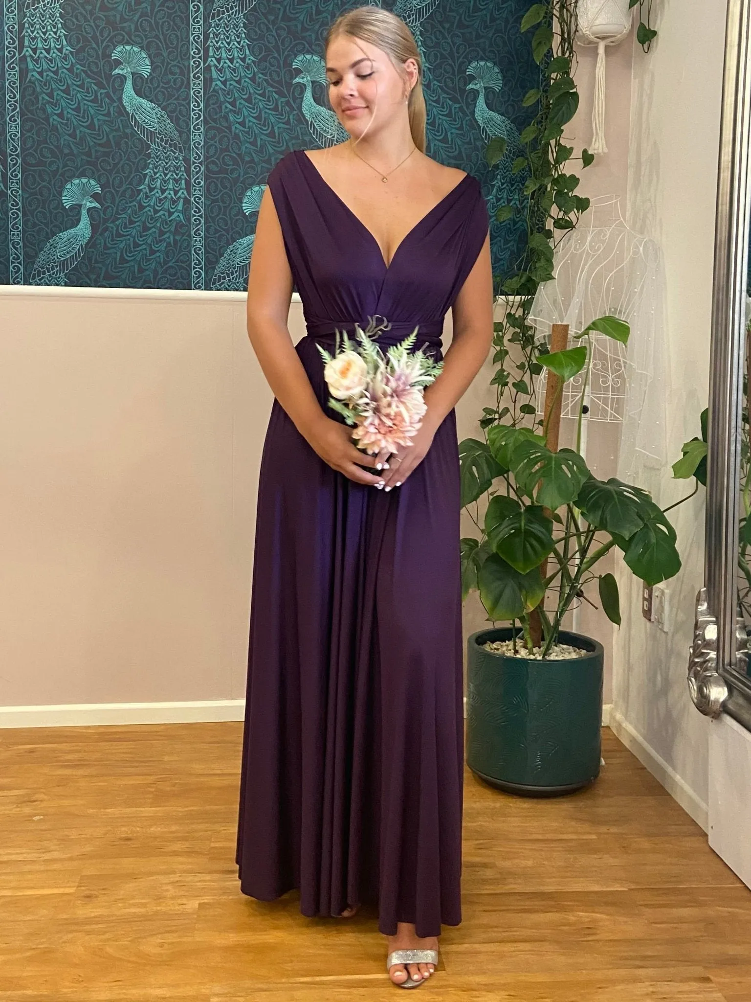 Grape Purple convertible Infinity bridesmaid dress Express NZ wide