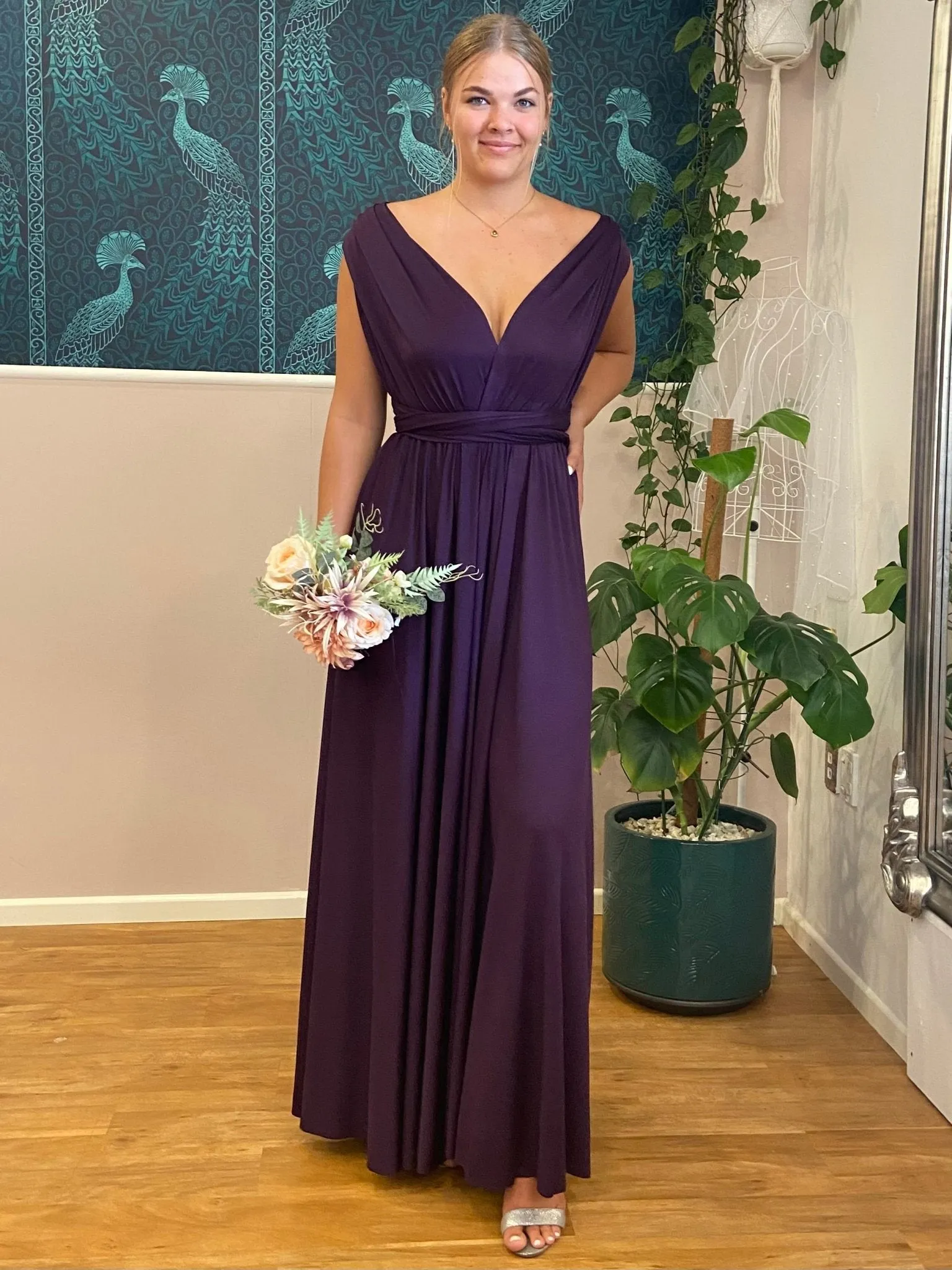 Grape Purple convertible Infinity bridesmaid dress Express NZ wide
