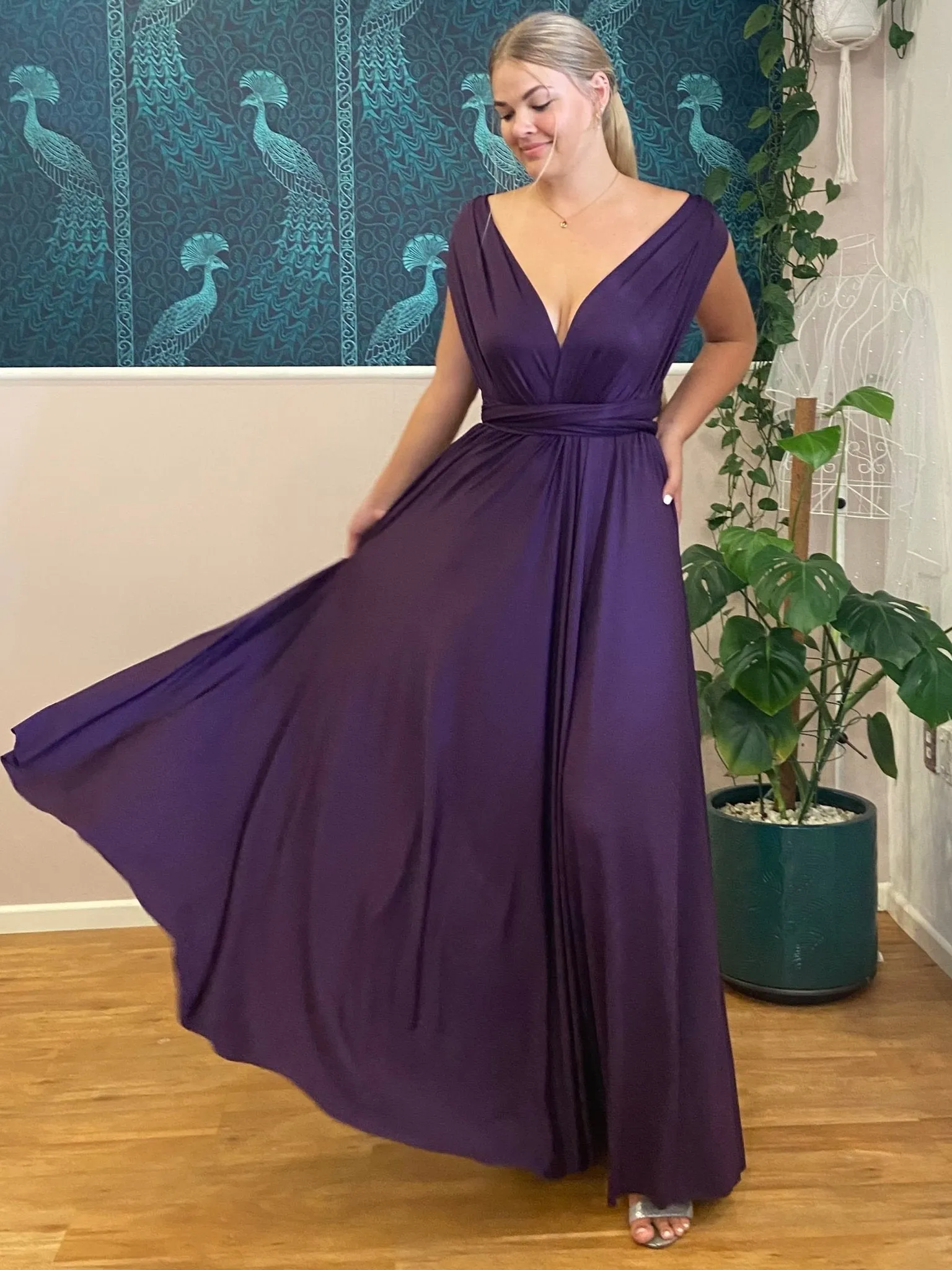 Grape Purple convertible Infinity bridesmaid dress Express NZ wide
