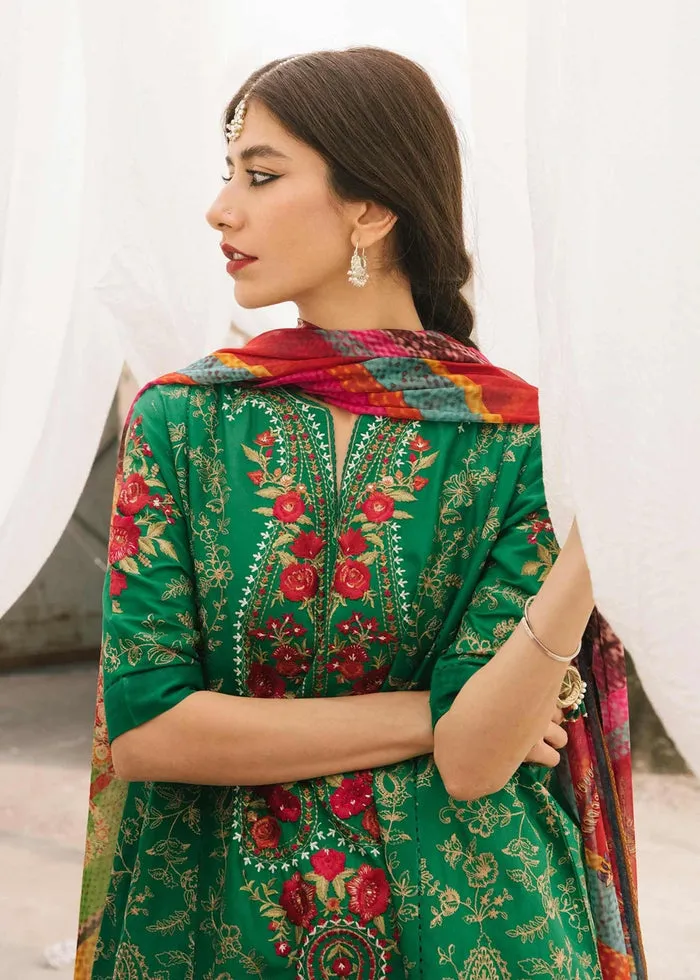 Green Long A-Line Shirt Sharara Pakistani Eid Dresses