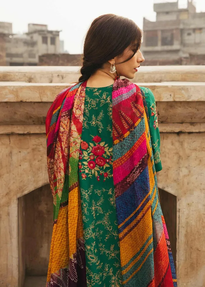 Green Long A-Line Shirt Sharara Pakistani Eid Dresses