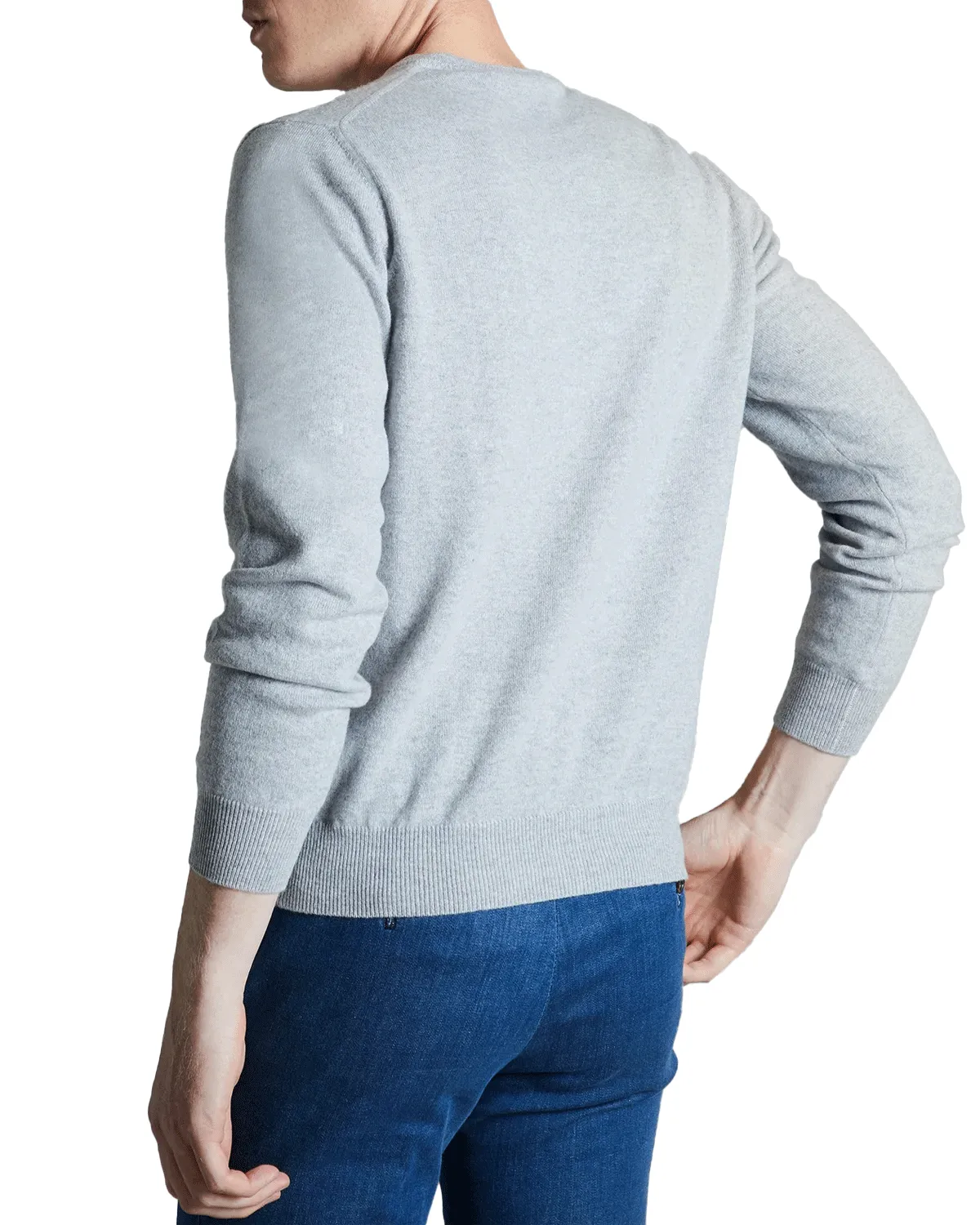 Grey Kid Cashmere V-Neck Sweater