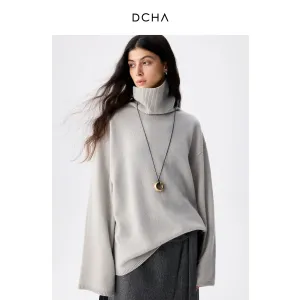 Grey Wool Turtleneck Sweater