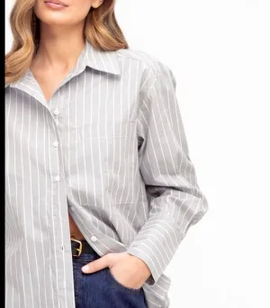 Grey/White Stripe Cotton Shirt