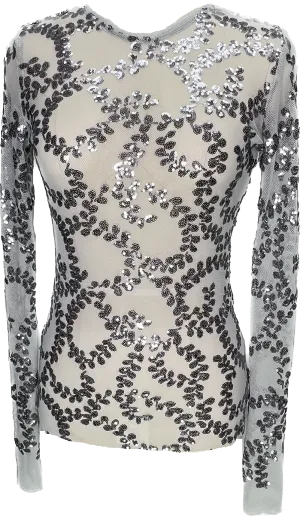 Gunmetal Embroidery Crew Top