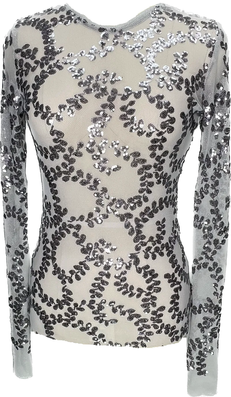 Gunmetal Embroidery Crew Top